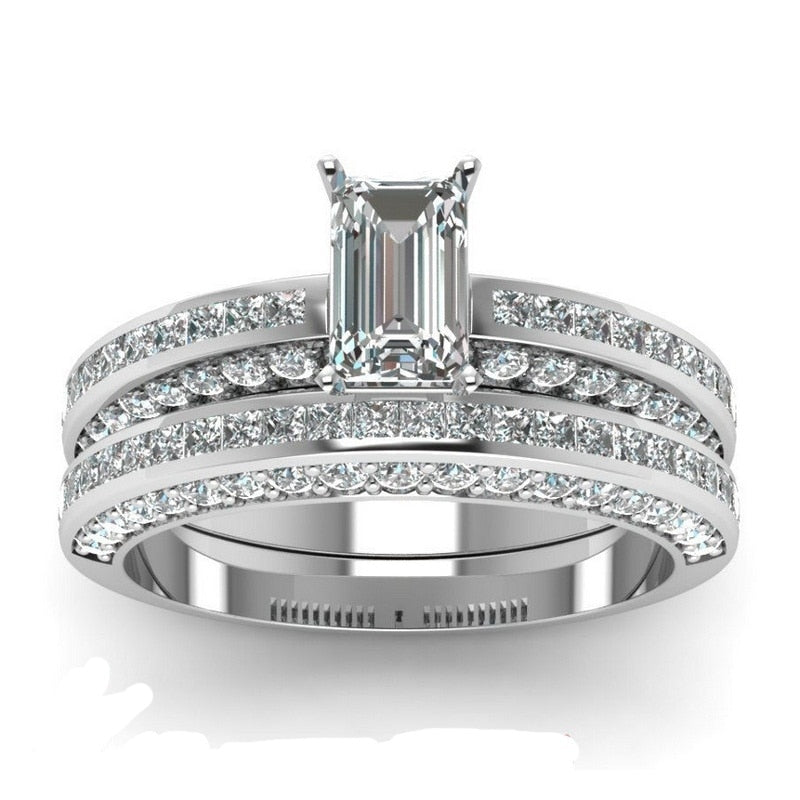 Trendy High Class 2 Pieces Gem CZ Ring For Women – Image 2 of 3