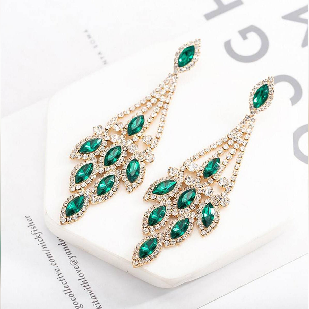 Trendy High Class Luxury Crystal Elegant 9cm Long Drop Love Bridal Wedding Earring – Earrings Online in Pakistan | Hanaya