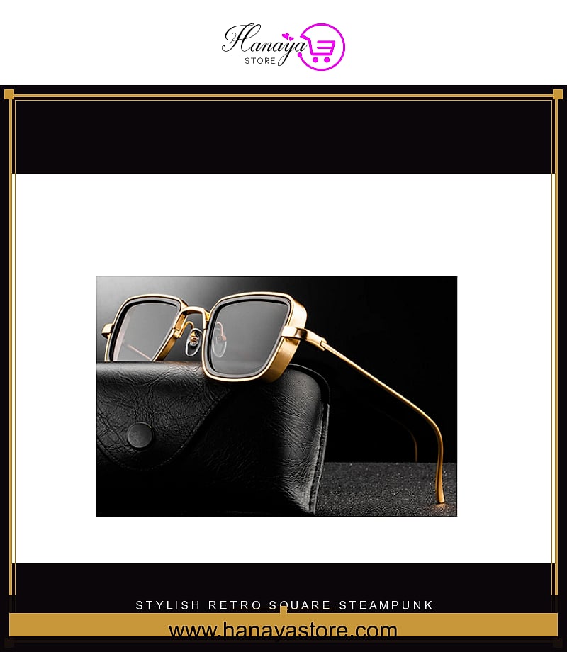 Stylish Retro Square Steampunk Sunglasses – Vintage Metal Frame Shades for Men – Accessories Online in Pakistan | Hanaya