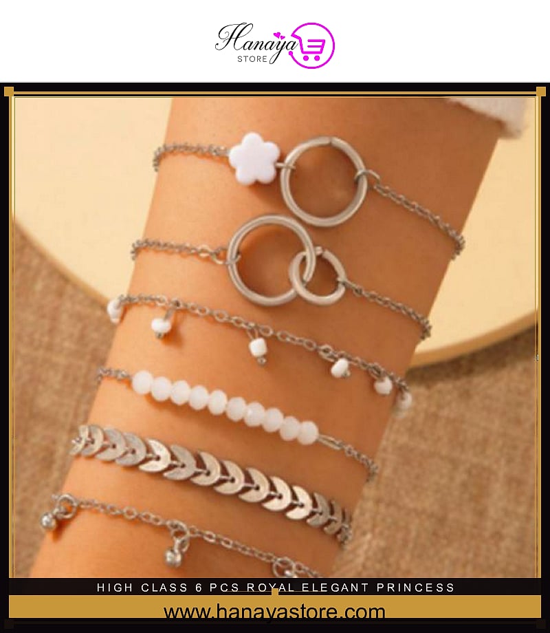 High Class 6 Pcs Royal Elegant Princess Charm Bracelet – bracelet Online in Pakistan | Hanaya