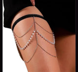 Elegant Bohemian Thigh Chain Design 4 with Long Tassel Elastic Band – Belly Chain Bridal Body Jewelry Pakistan | Hanaya Store