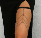 Elegant Bohemian Thigh Chain Design 9 with Long Tassel Elastic Band – Belly Chain Bridal Body Jewelry Pakistan | Hanaya Store