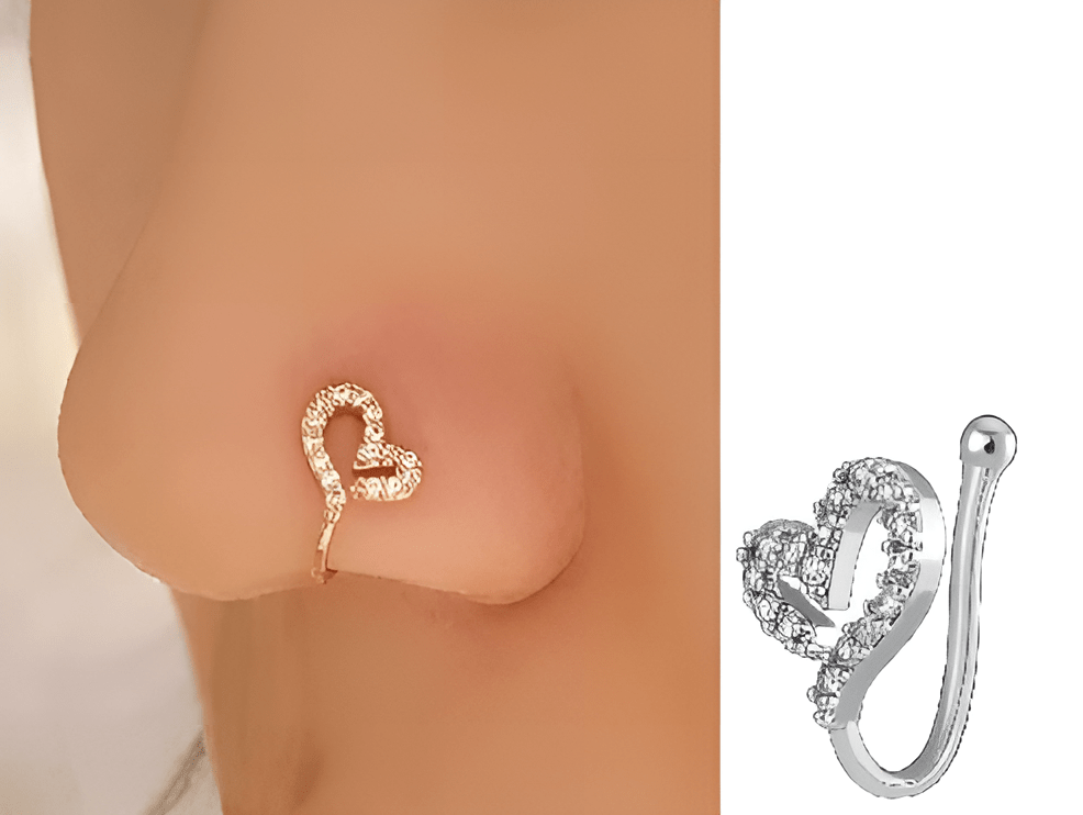 Elegant Fake Nose Ring Non Piercing Heart Shape Clip On Jewelry - Hanaya Store