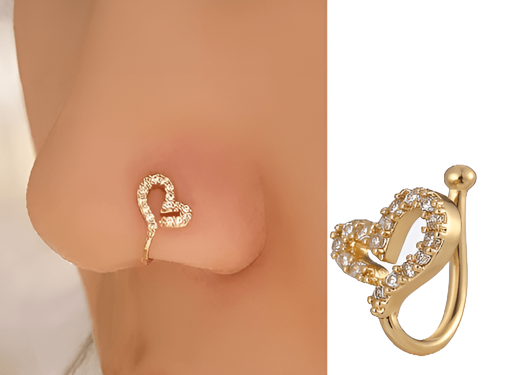 Elegant Fake Nose Ring Non Piercing Heart Shape Clip On Jewelry - Hanaya Store