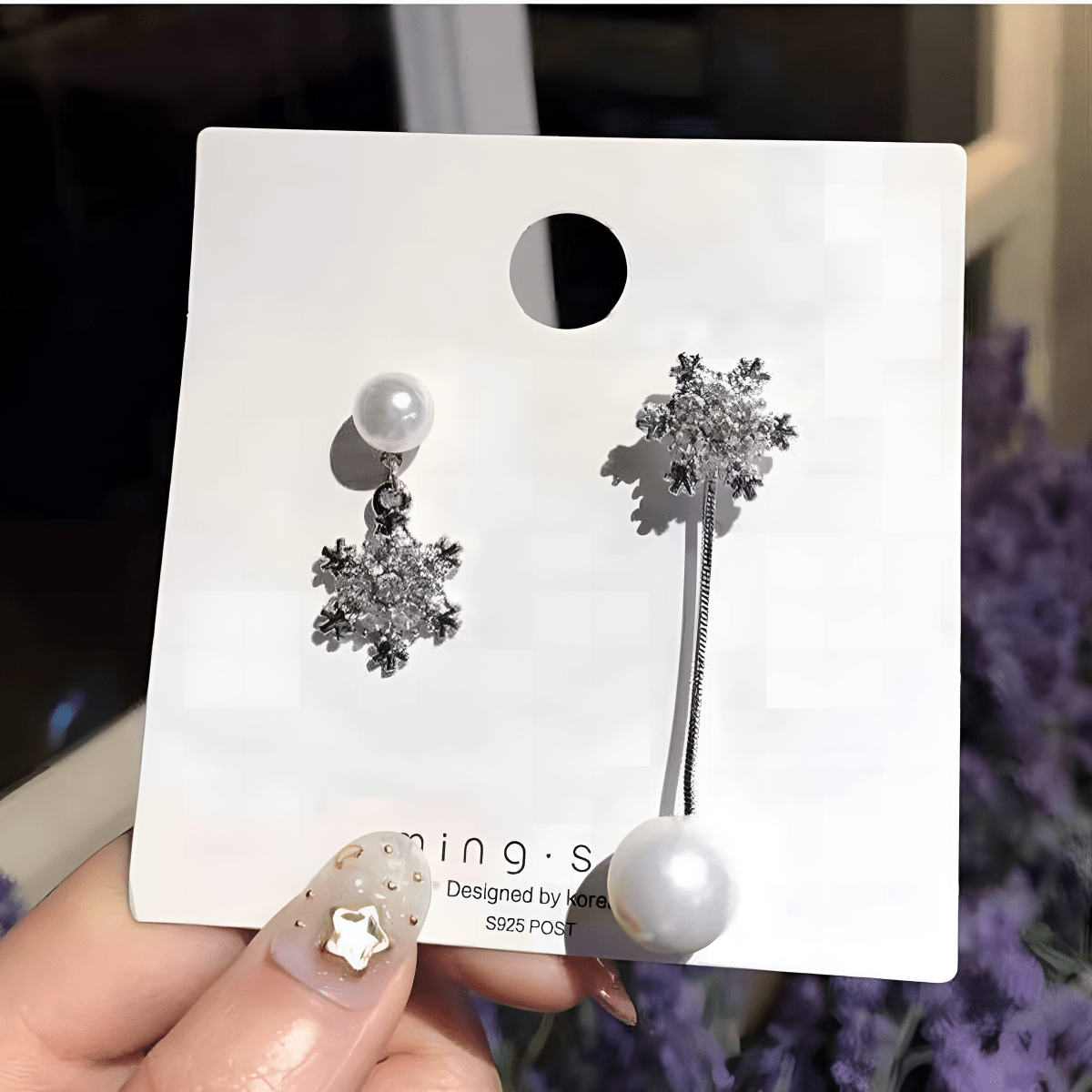 Elegant Gemetric Tassel Silver Snowflake Trendy Classy Earring – Earrings Online in Pakistan | Hanaya