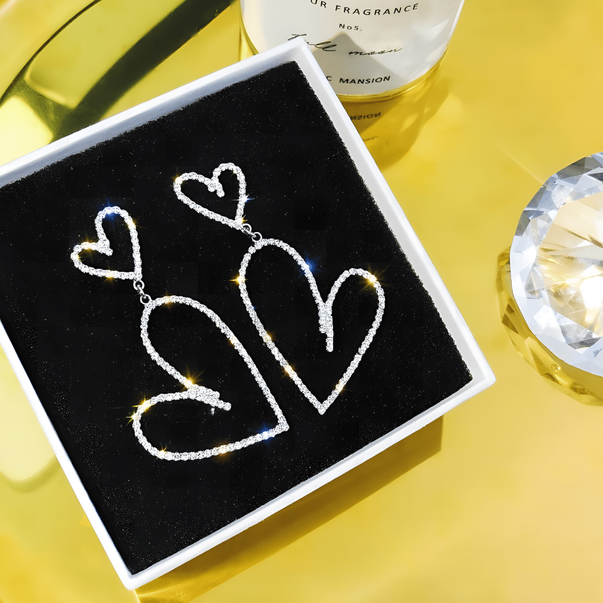 Elegant Long Heart Crystal Trendy Earrings - Hanaya Store