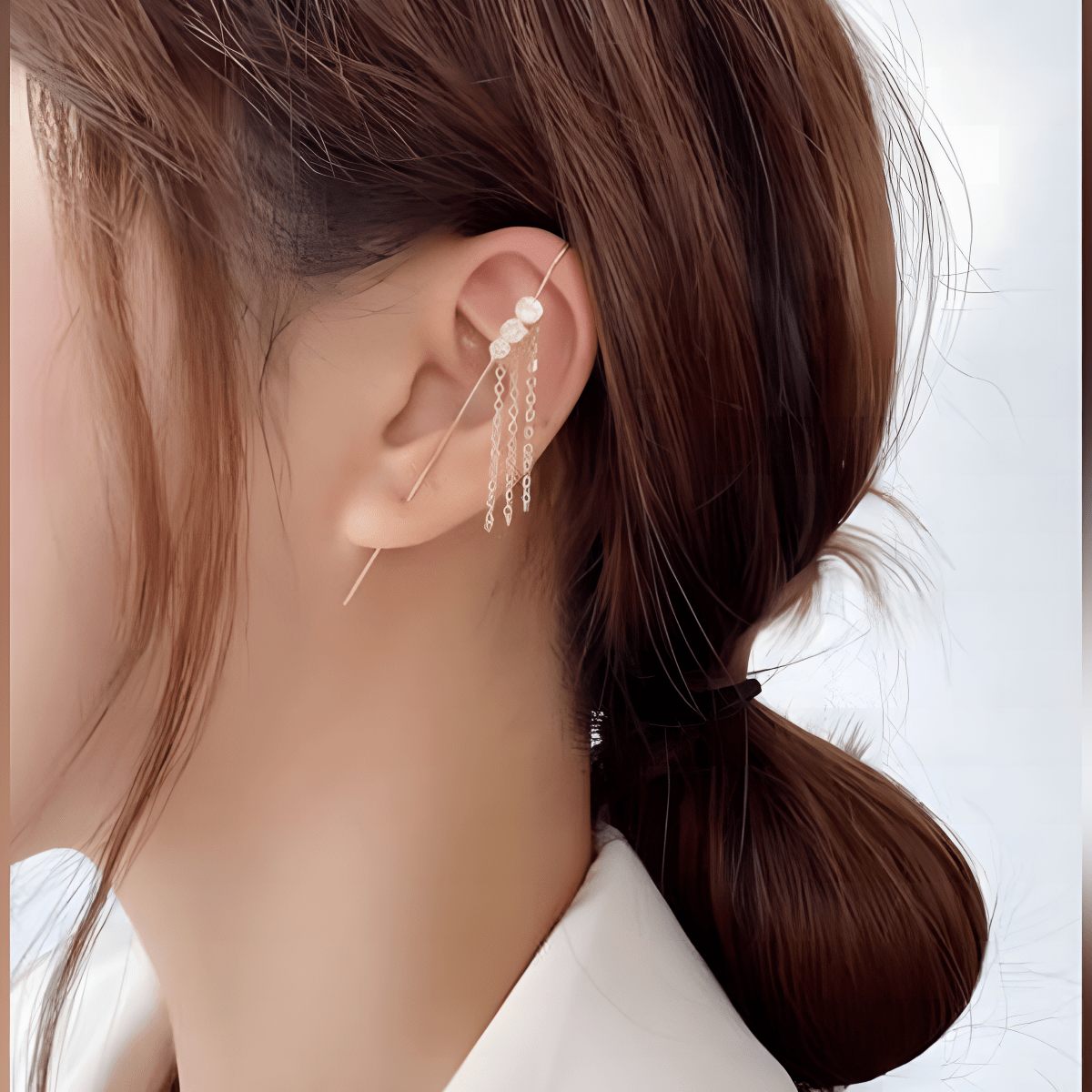 Elegant Pair Needle Ear Wrap Hook Classy Royal Party Trendy Earrings - Hanaya Store
