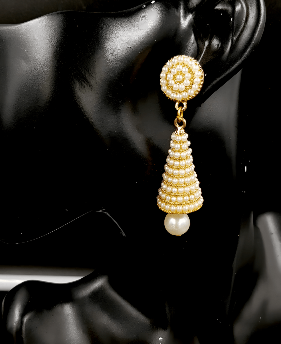 Elegant Royal Fully Pearl Cover Elegant Drop Earring - Hanaya Store