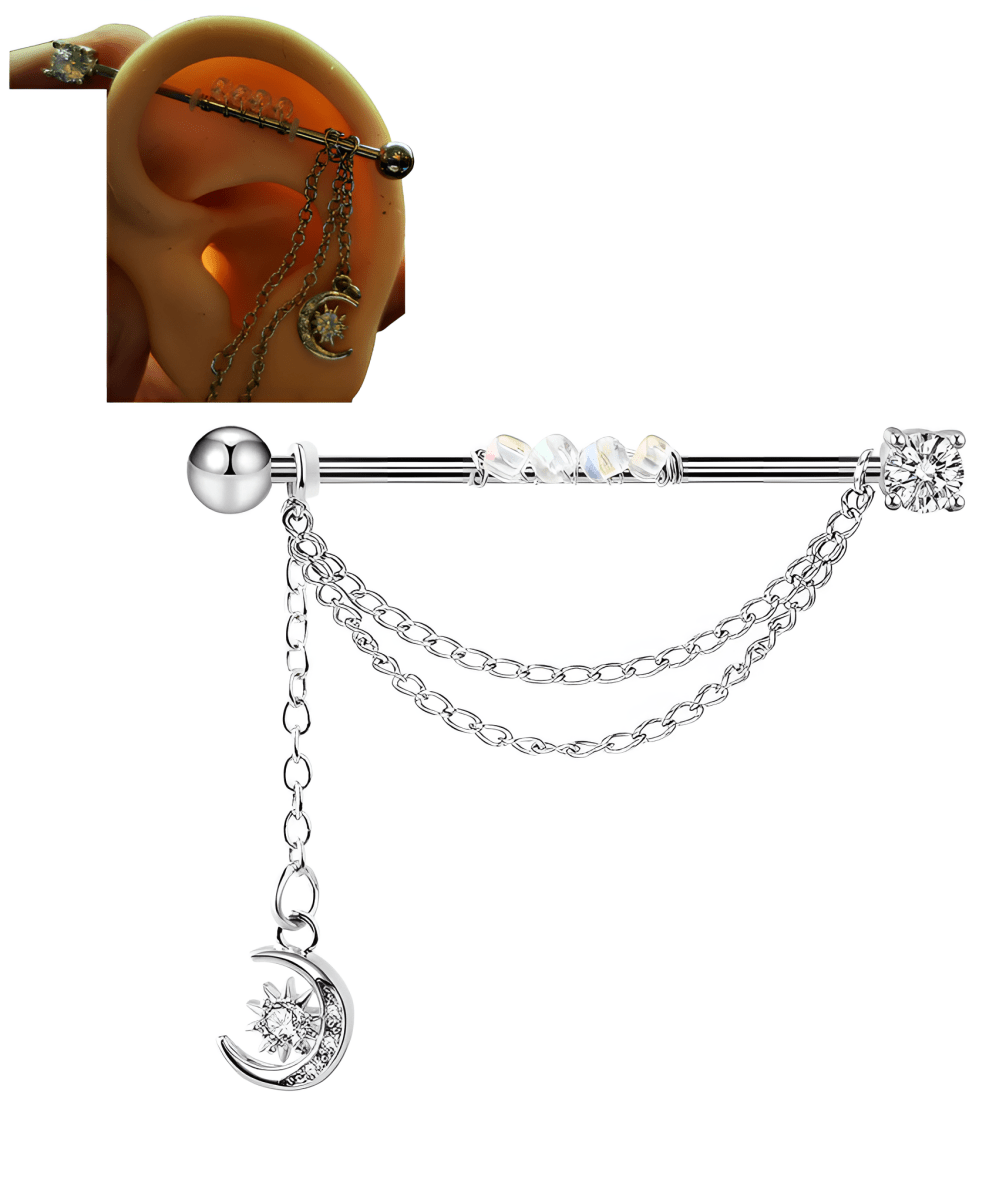 Elegant Steel 38mm Ear Plug 14G Piercing Industrial Cartilage Ear Jewelry for Women - Hanaya Store