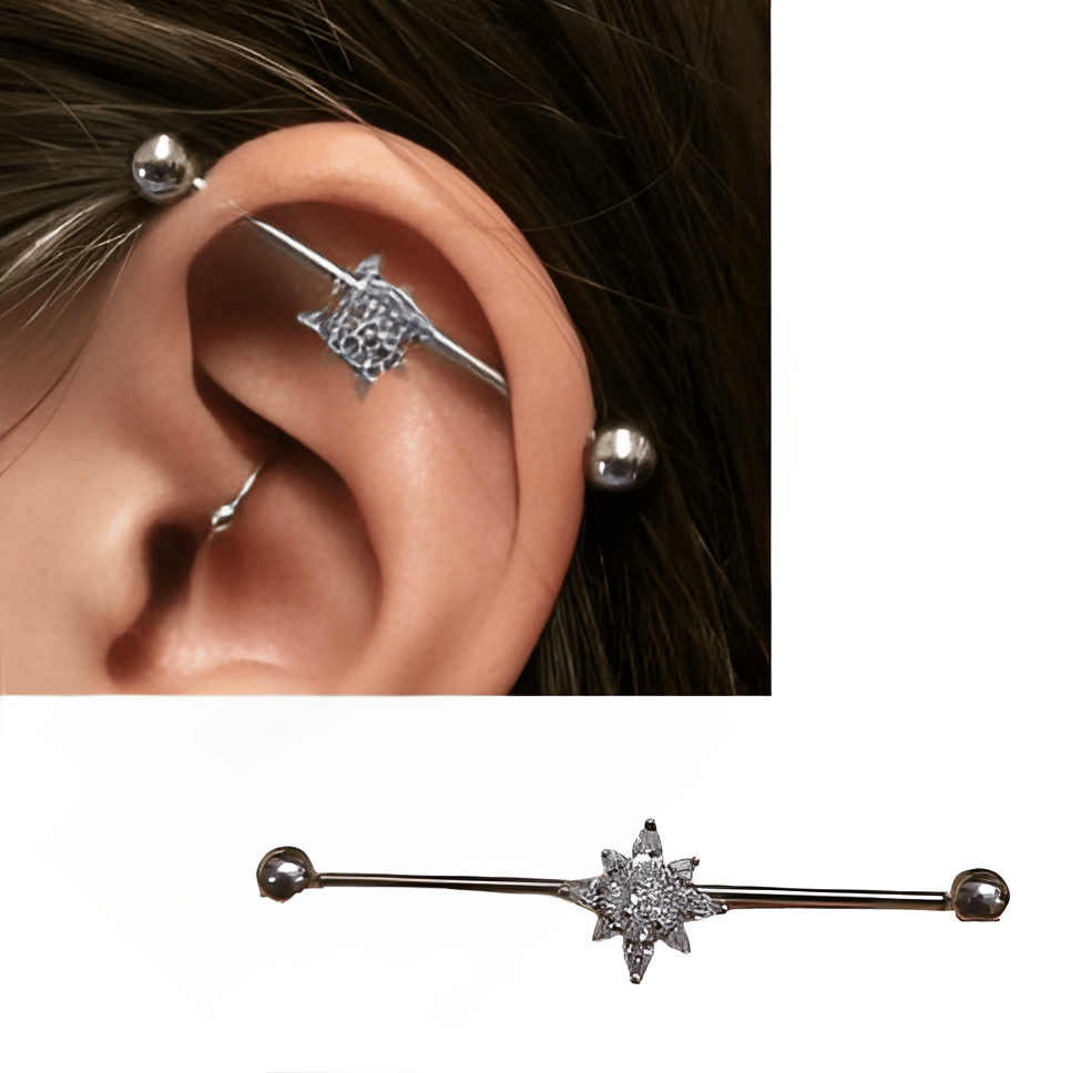Elegant Steel 40mm Ear Plug 16G 1.2mm Barbell Piercing Industrial Cartilage Ear Jewelry - Hanaya Store