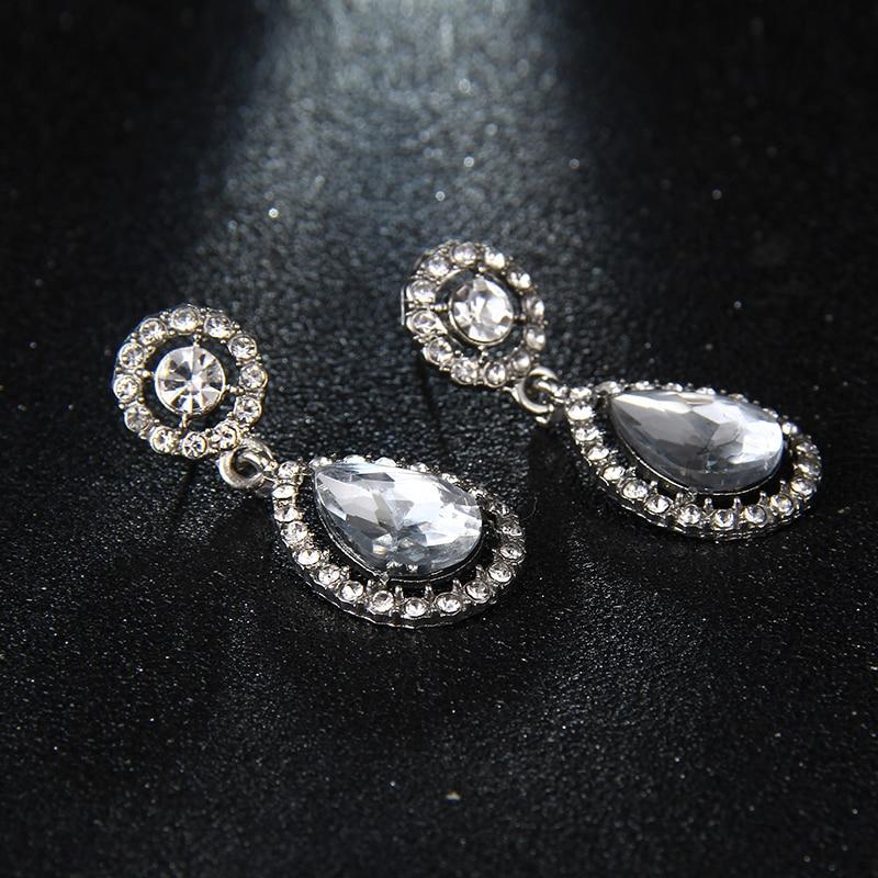 Water droplets Stud Earrings For Women Silver Color Rhinestone Earring – Earrings Online in Pakistan | Hanaya