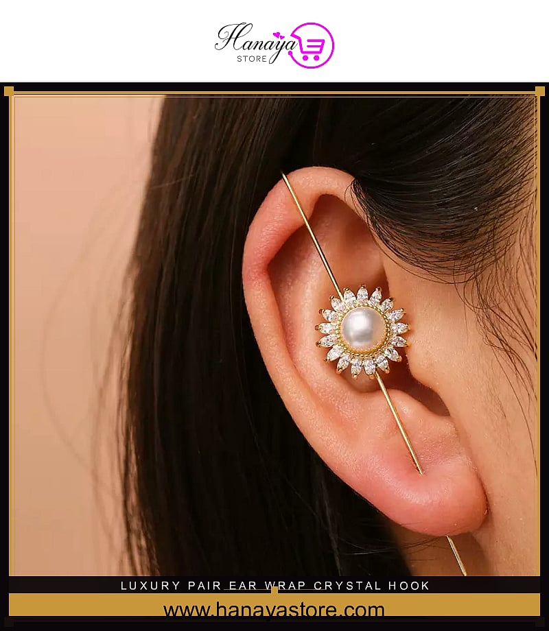 Luxury Pair Ear Wrap Crystal Hook Classy Royal Party Fashion Earrings – Earrings Online in Pakistan | Hanaya