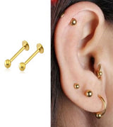 DAITH 2 Pieces Cartilage 4mm TRAGUS LOBE Long Helix 1.2mm Stud SNUG ORBITAL Labret HELIX ROOK Tragus Piercing Steel Earrin...
