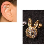1 Piece Cartilage Helix Cz Crystal Bunny Stud Tragus Ear Piercing Plug Crystal Earring – Close Up – Accessories | Hanaya P...