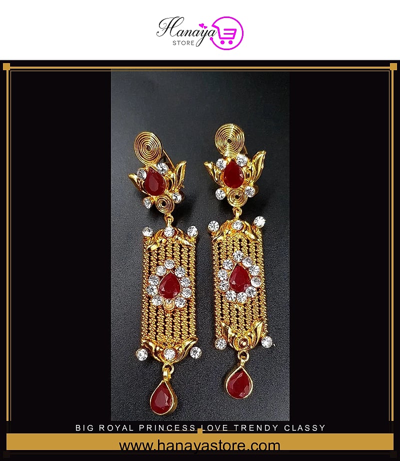Big Royal Princess Love Trendy Classy Party Wedding Earring For Girls – Accessories Online in Pakistan | Hanaya