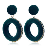 Round Velvet Crystal Classy Trendy Earrings – Lifestyle – Buy Earrings Pakistan | Hanaya
