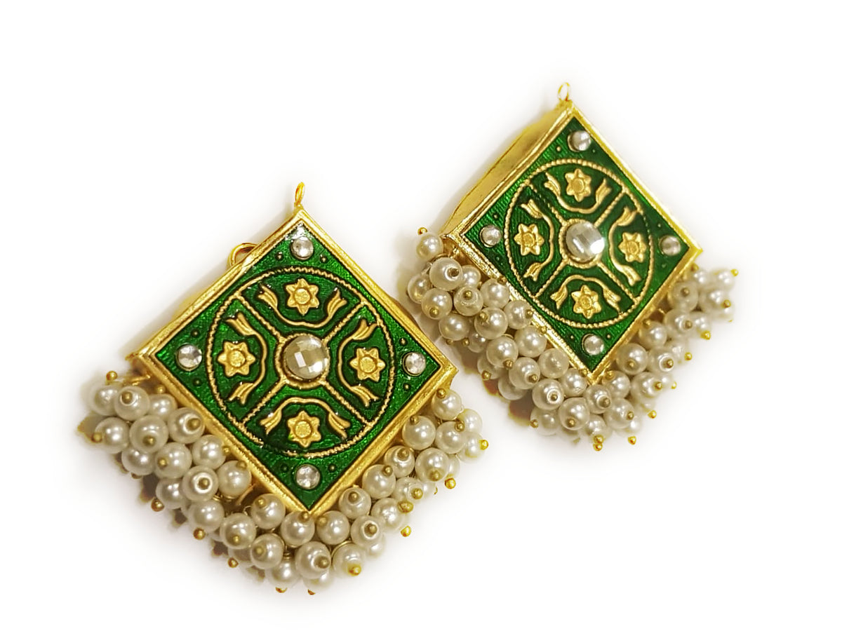 Trendy Classy Antique Vintage Handmade Multicolor Meenakari Elegant Earring – Image 3 of 3