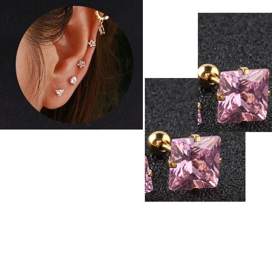 2-Piece Stainless Steel Square Ear Plug – Piercing Barbell Cartilage Jewelry – Earrings Online in Pakistan | Hanaya