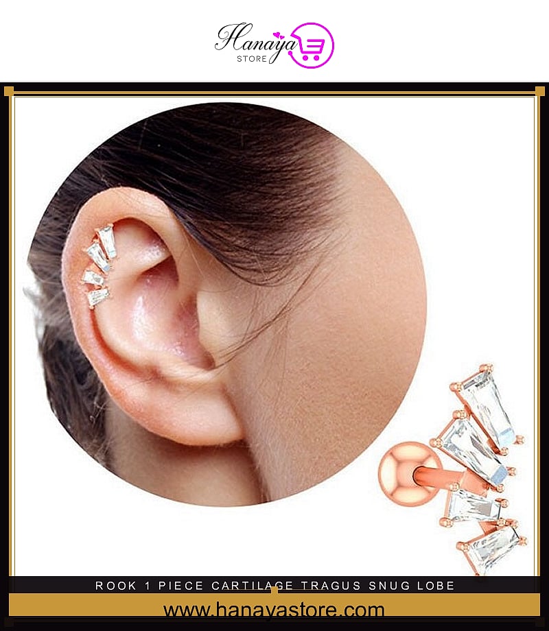ROOK 1 Piece Cartilage TRAGUS SNUG LOBE HELIX DAITH Helix ORBITAL Stud Crystal Tragus Ear Piercing Plug Earring – Earrings...