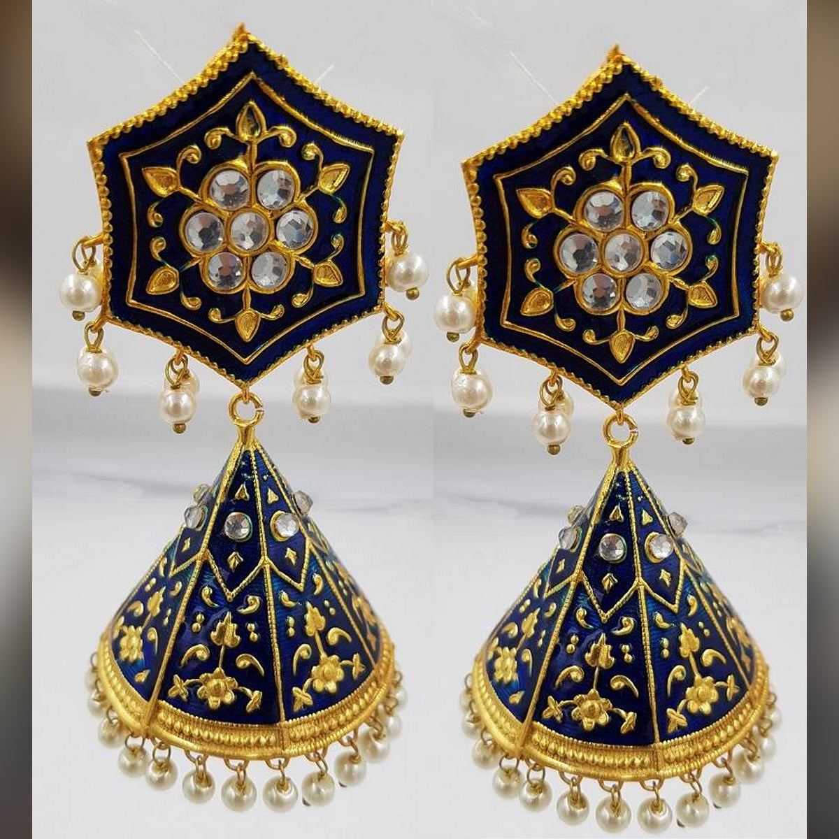 Trendy Classy Antique Vintage Handmade meenakari Elegant Earring – Earrings Online in Pakistan | Hanaya