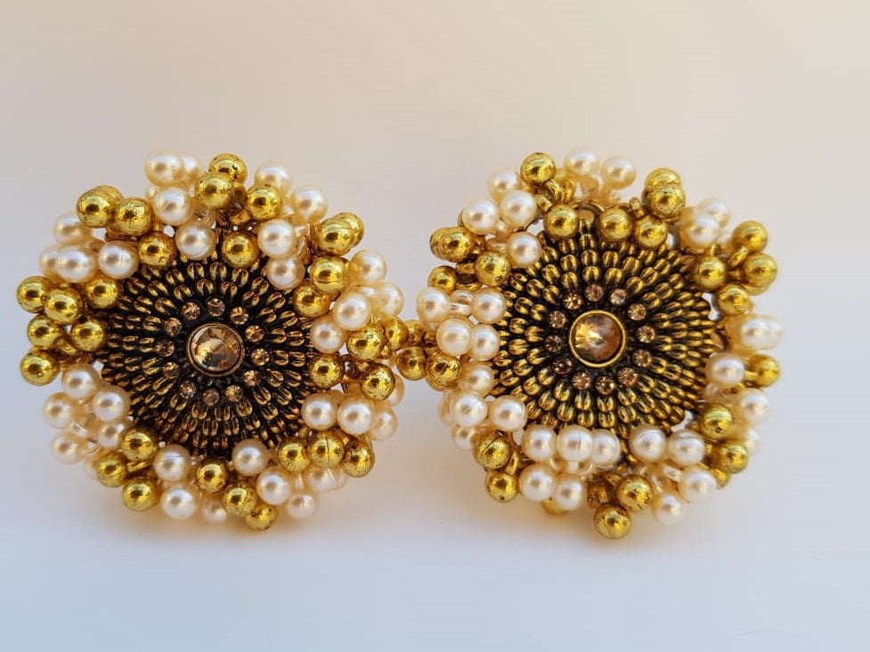 Trendy Multi Pearls Round Tassel Fashionable Classy Earring – Earrings Online in Pakistan | Hanaya