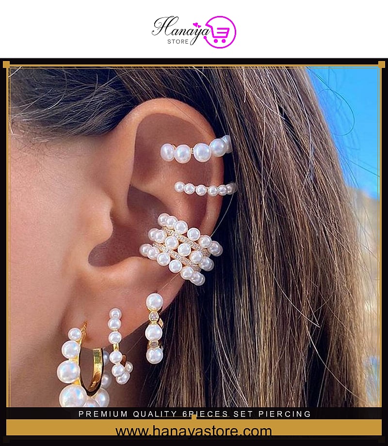 Premium Quality 6pieces/Set Piercing Royal Party Wedding Trendy Earring – Earrings Online in Pakistan | Hanaya
