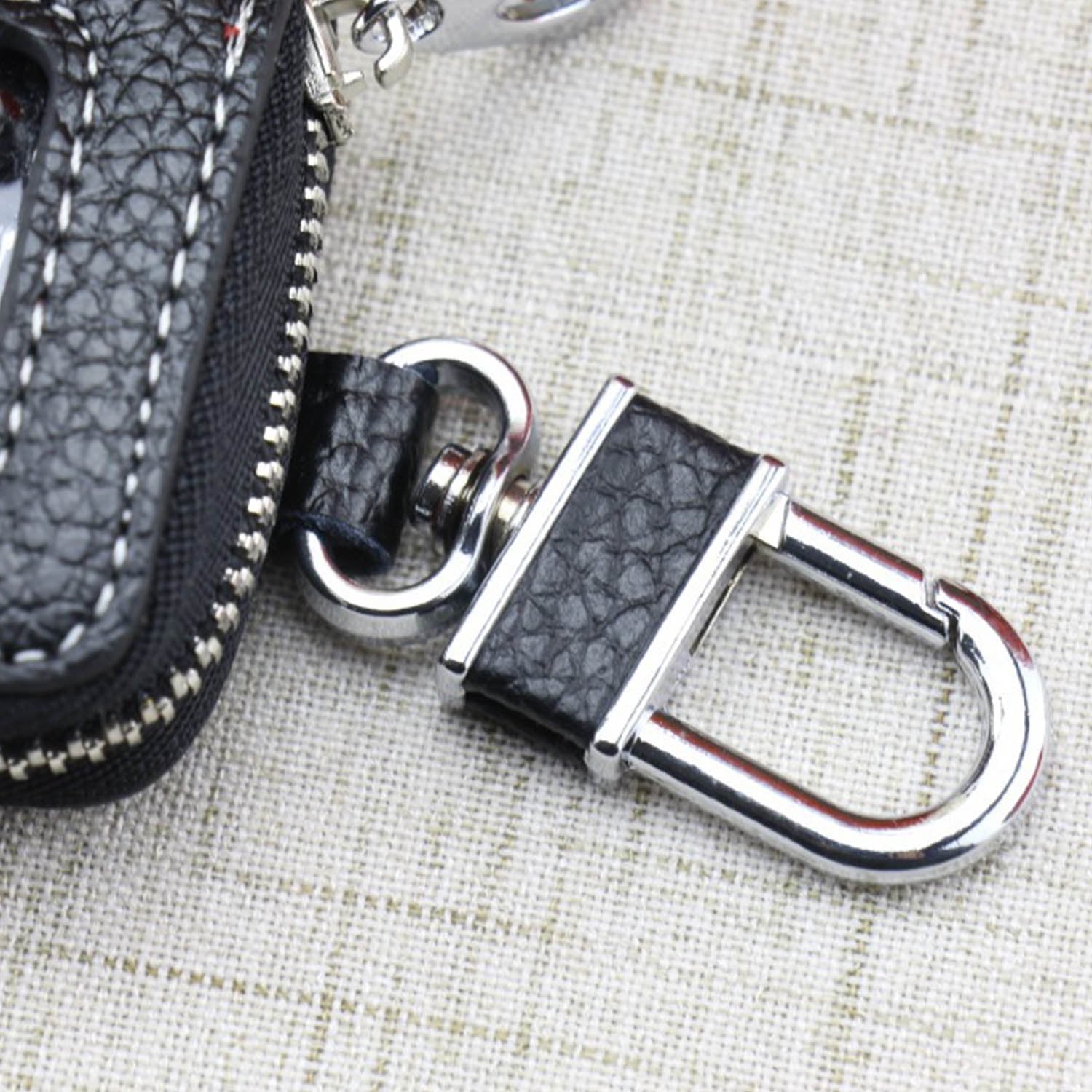 Car Key Holder Leather Vehicle Universal Remote Key FOB Smart Key Protector Keychain Case – Image 3 of 3