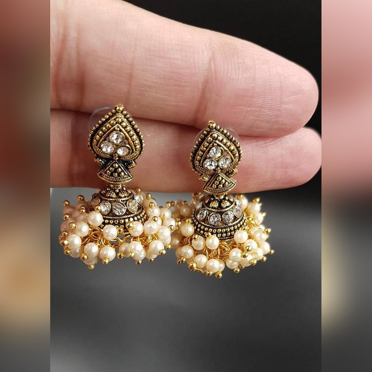 Antique Jhumka Earrings Meenakari Vintage Earrings Kundan Pearl Polki traditional Style – Earrings Online in Pakistan | Ha...