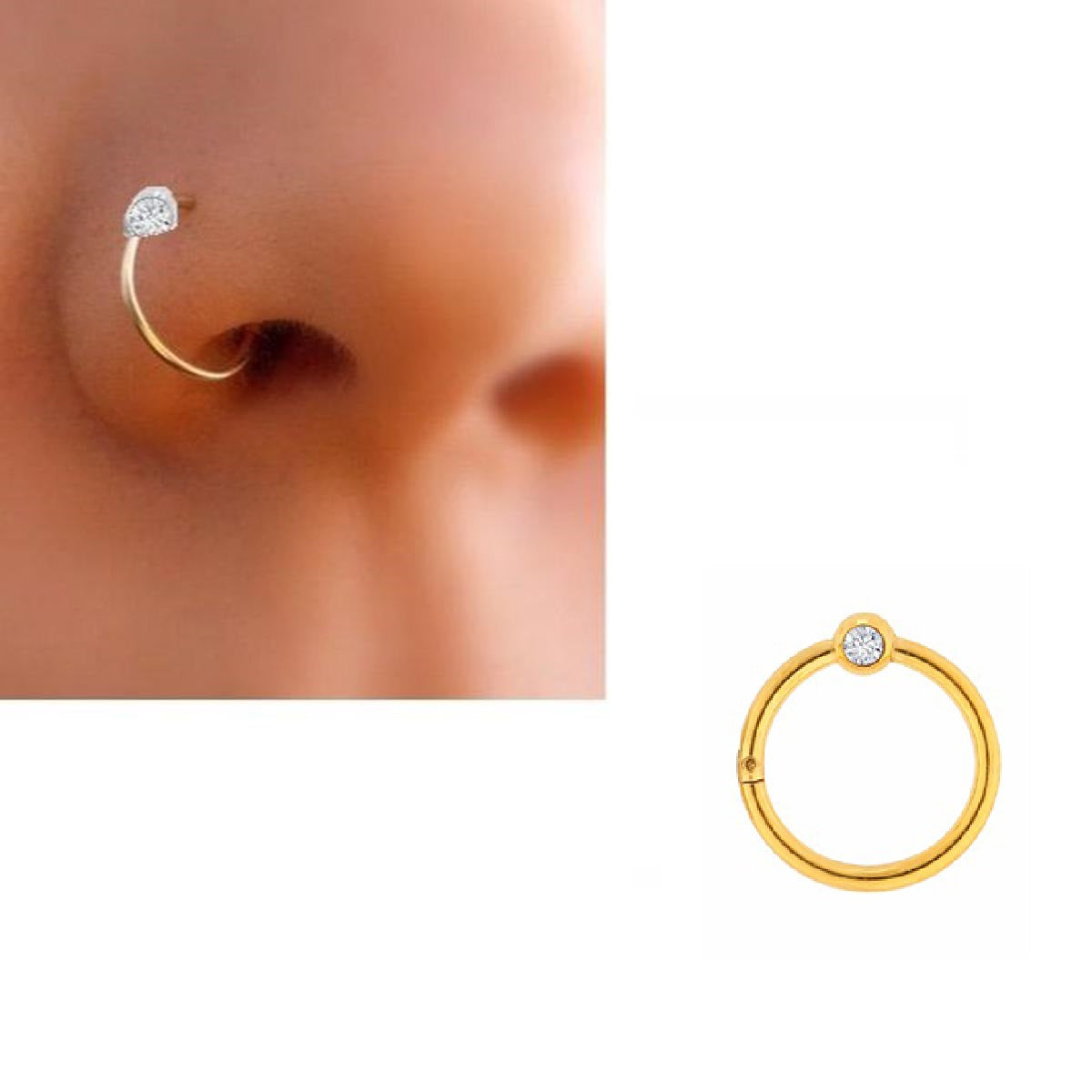 Piercing 1 Piece 8mm Seamless Hinged Segment Ring Clicker Helix Nose Ring Body Jewelry – Buy nose jewelry online in Pakistan