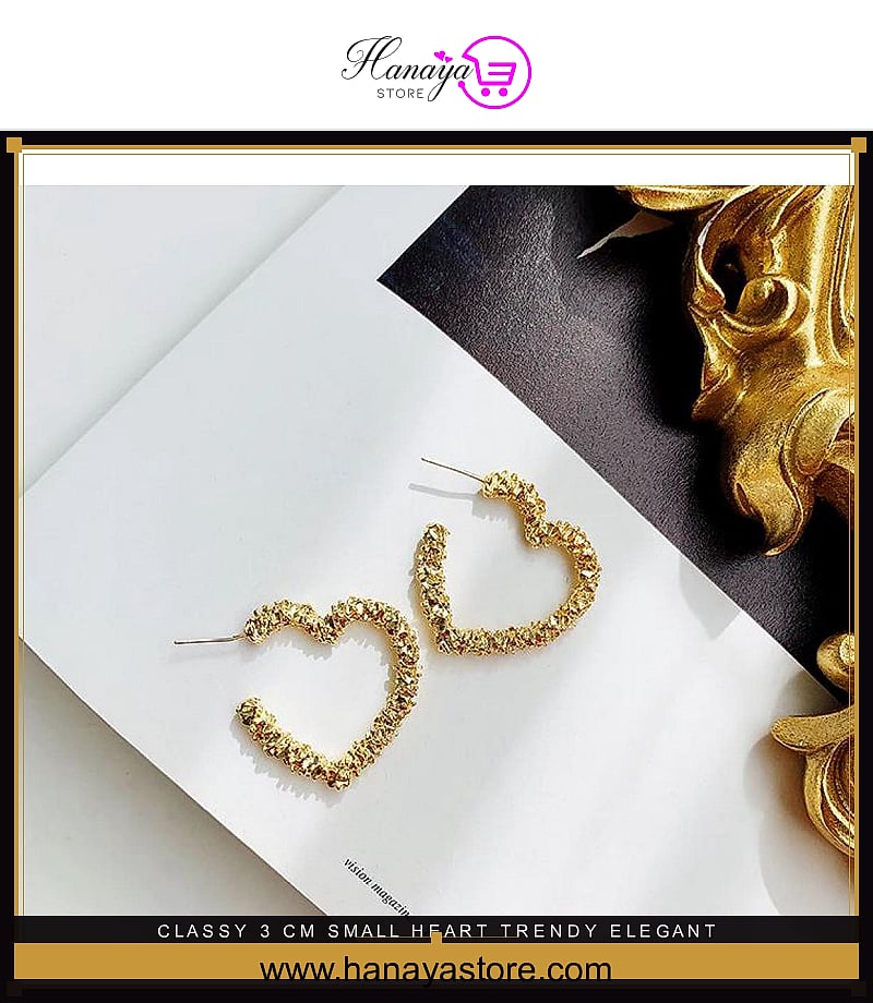 Classy 3 CM Small Heart Trendy Elegant Earrings – Earrings Online in Pakistan | Hanaya