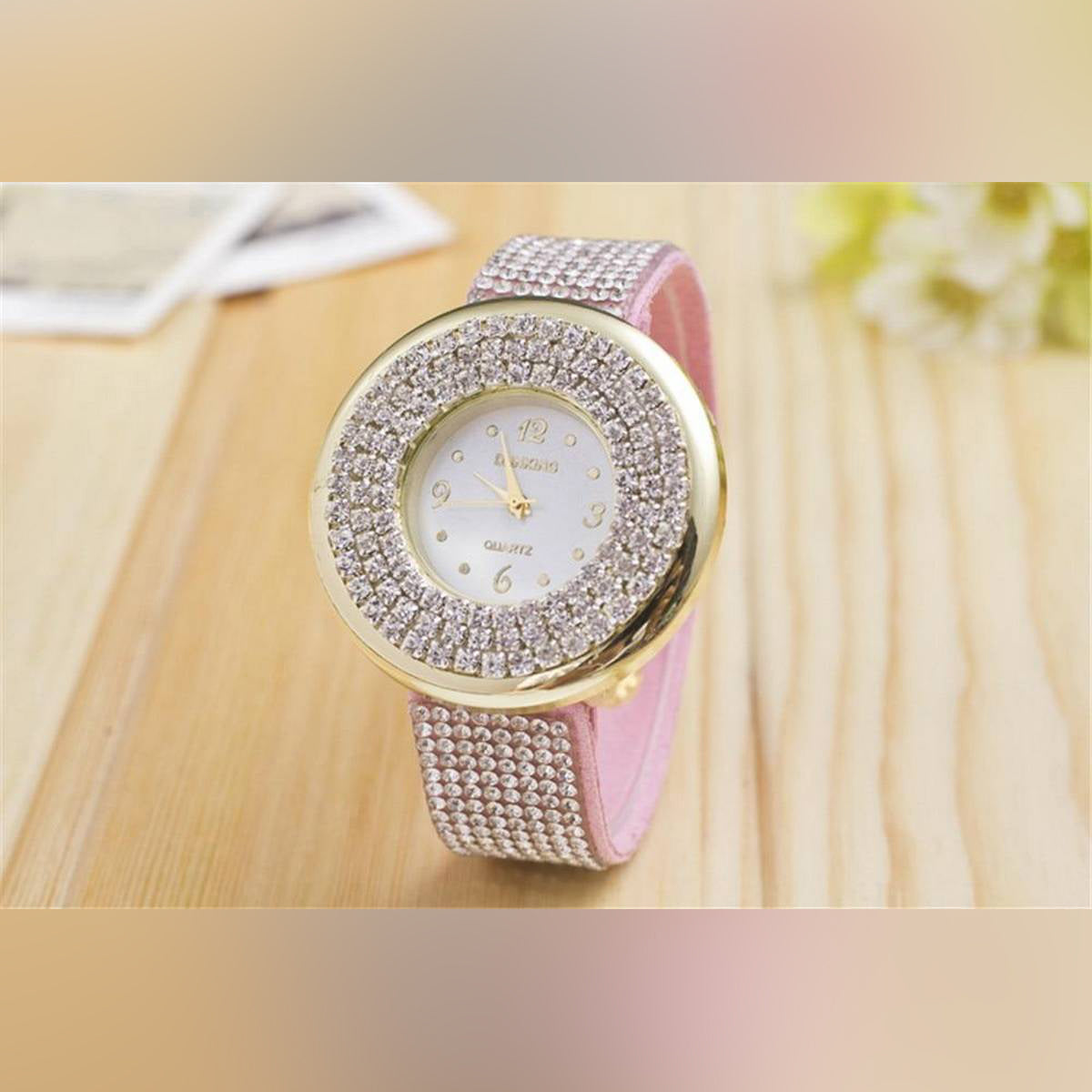 Watch Luxury Full Crystal Leather Band Quartz Wristwatch Ladies Luxury Bracelet Watch -FREE Gift Box – Accessories Online ...
