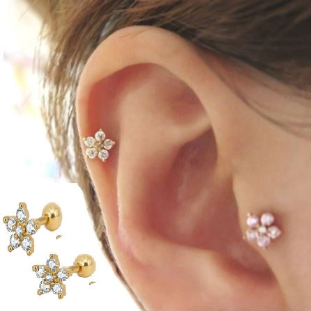 2 PIECES Cartilage 6mm Long Helix 1.0mm Stud Crystal Daith Tragus Piercing Steel Earring – Accessories Online in Pakistan ...