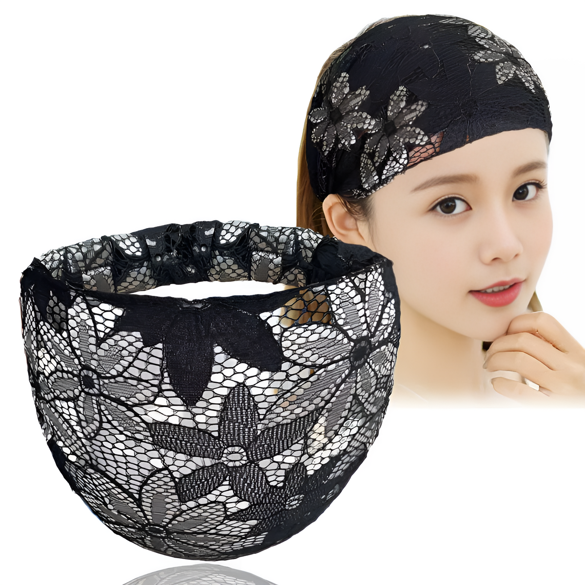Hijab Headband Bohemian Yoga Headband for Women Sports Hairband, Non-Slip Workout Bandana, Cashew Flower Print Hair Accessory, Stretchy Fitness Headwear