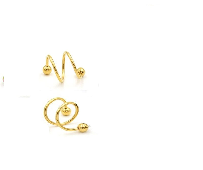 2 Pieces Spiral Cartilage Helix Stud Tragus Ear Piercing Earring For Girls – Image 4 of 6