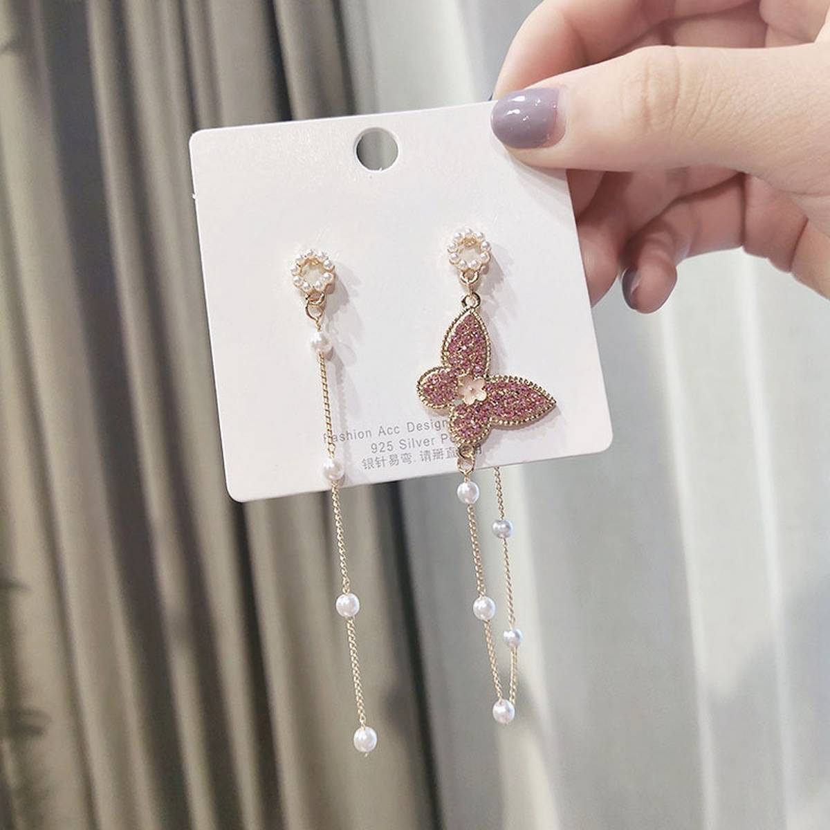 High Quality Exquisite Long Butterfly Asymmetrical Elegant Stylish Earring – Earrings Online in Pakistan | Hanaya