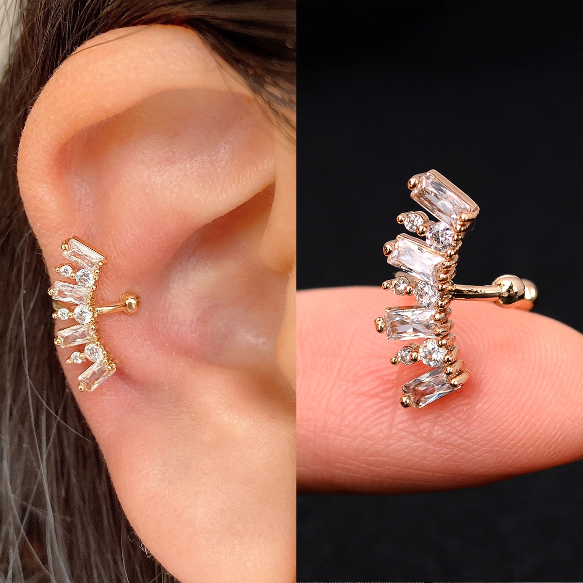 1 Piece Adjustable Ear Cuff Zircon Plated High Quality No Piercing Fashionable Elegant Jewelry – Earrings Online in Pakist...