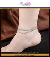 Silver Crystal 4 Layered Crystal Ball anklet for girls stylish anklet for girls stylish korean fashion fashion jewellery shop jewelry fine jewelry anklet jewellery collection jewellery fashion jewelry fashion accessory fashion For Girls