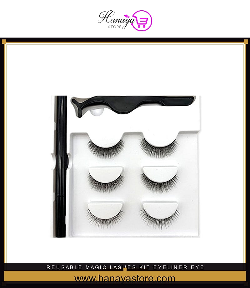 Reusable Magic Lashes kit Eyeliner Eye Lashes Set - 3 Pairs – Accessories Online in Pakistan | Hanaya