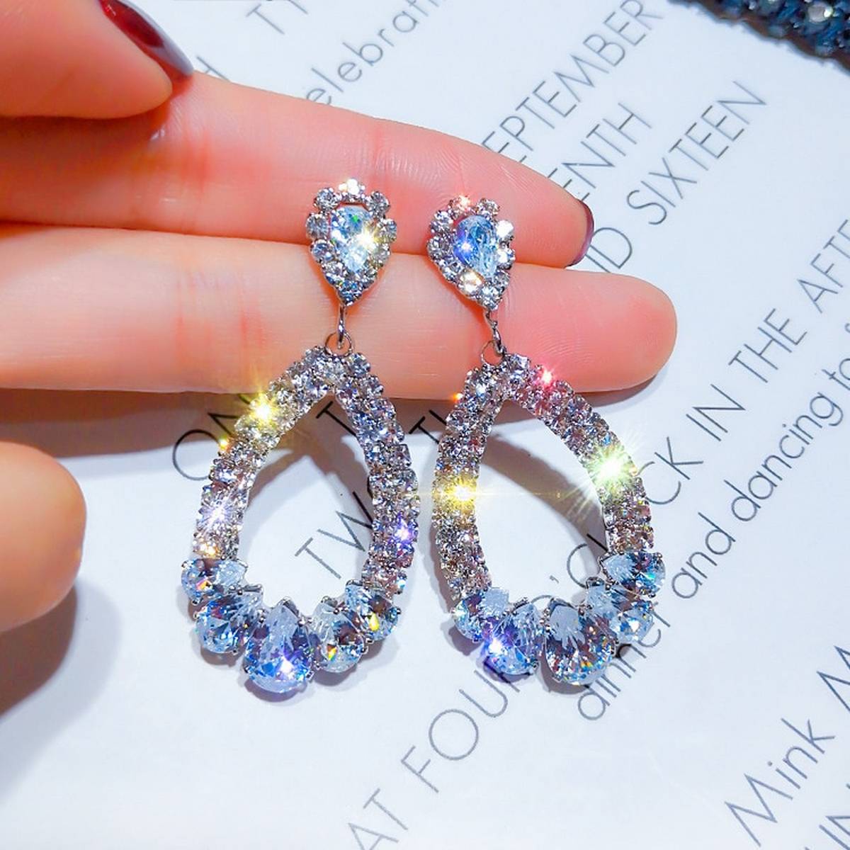 Stylish Long Crystal Trendy Earrings for Women – Earrings Online in Pakistan | Hanaya