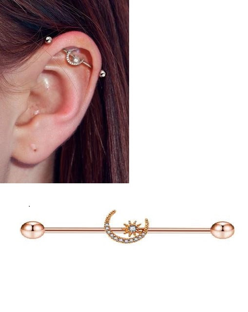 Steel 38mm Ear Plug 14G Piercing Industrial Cartilage Ear Jewelry for Ear Stacks – Close Up – Earrings | Hanaya Pakistan