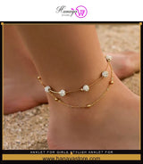 anklet for girls stylish anklet for girls stylish korean fashion fashion jewellery shop jewelry fine jewelry anklet jewellery collection jewellery fashion jewelry fashion accessory fashion Simple 2 Layered Trendy Long Crystal For Girls