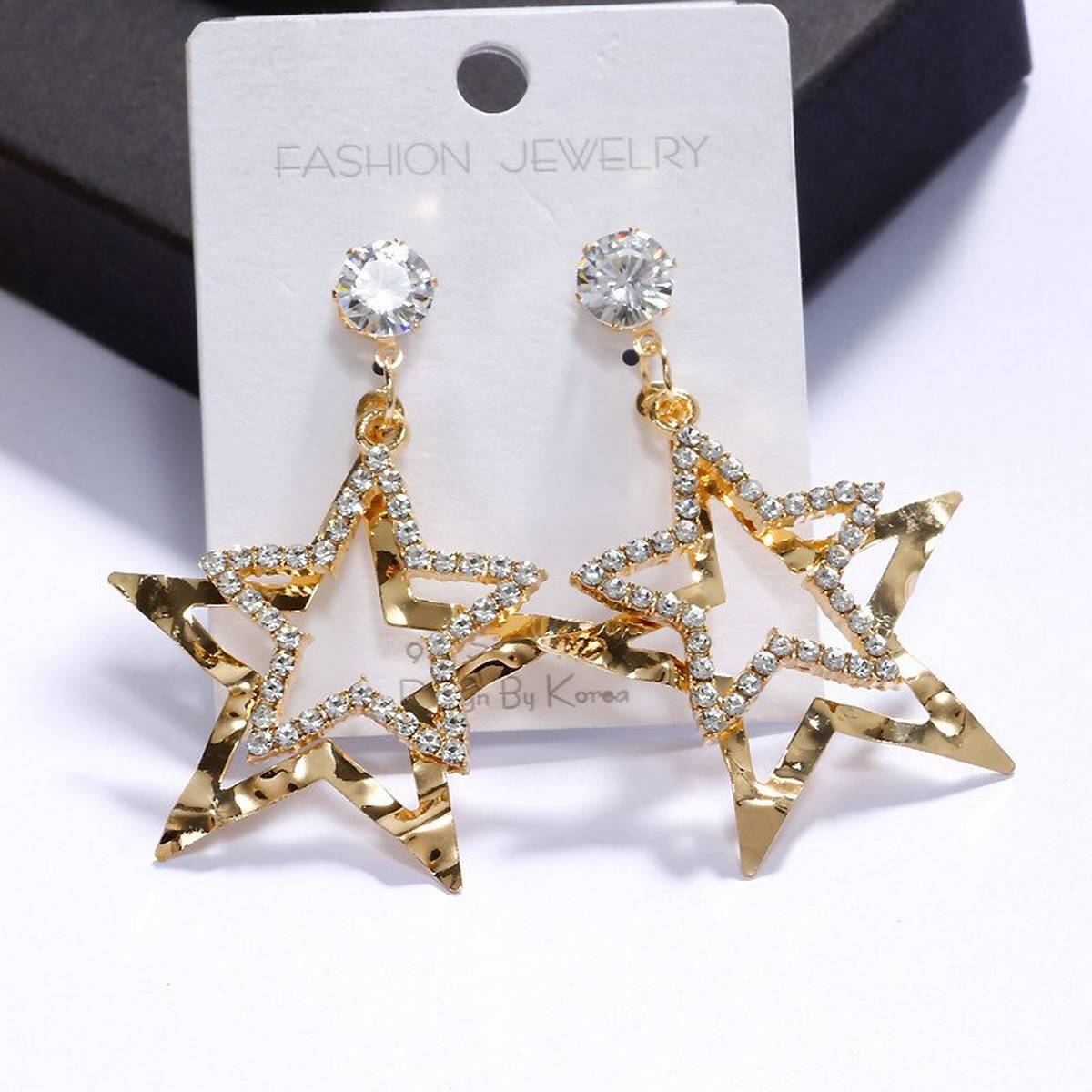 Trendy 5.5 cm Long Elegant 2 Stars Classy Trendy Earring – Earrings Online in Pakistan | Hanaya