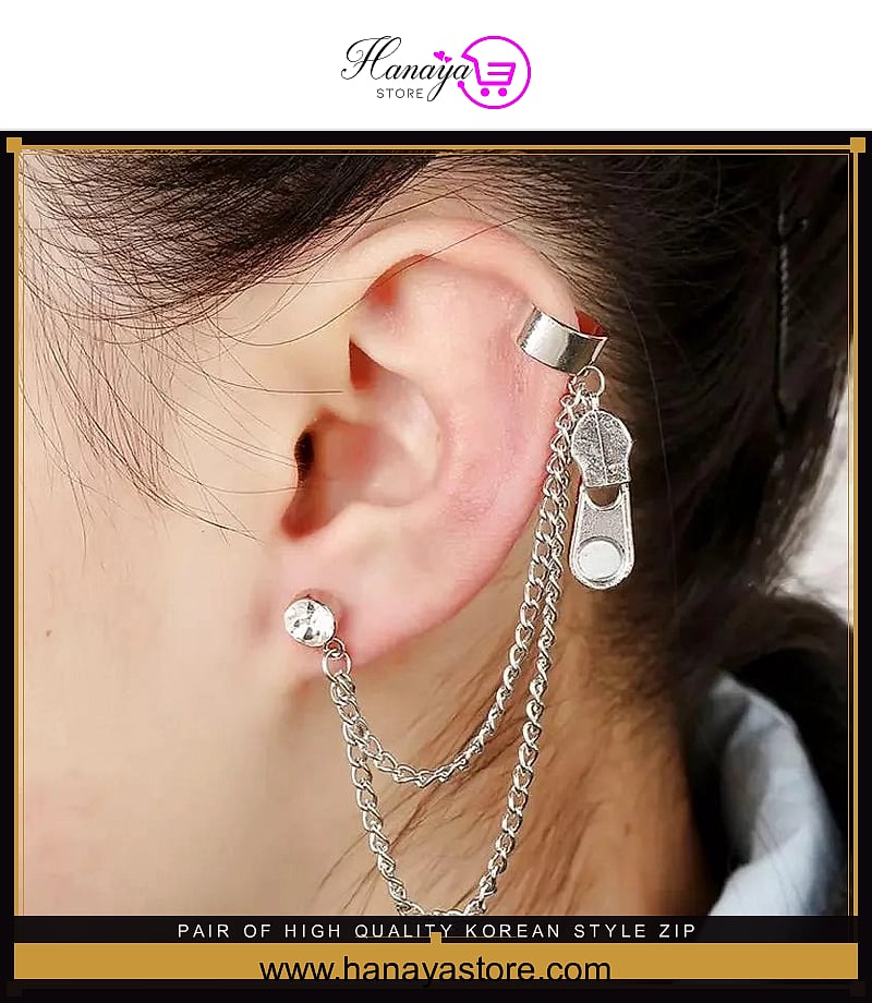 Pair of High Quality Korean Style Zip Shaped Ear Cuff Style Elegant Stylish Fashion Jewelry – Earrings Online in Pakistan ...