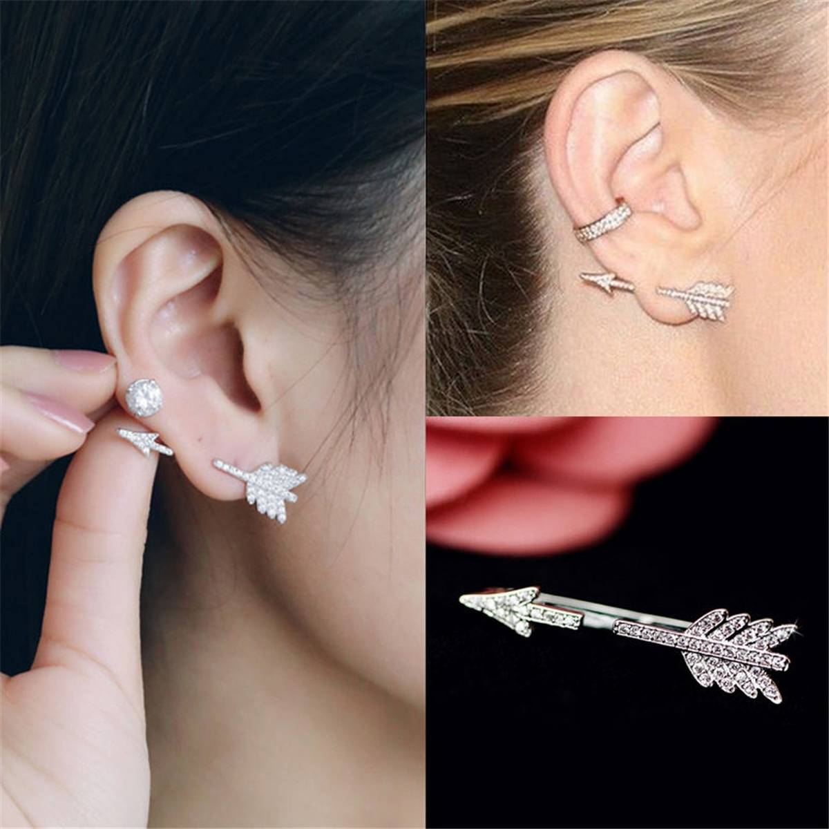 Crystal Stud Love Heart Pair Earring – Earrings Online in Pakistan | Hanaya