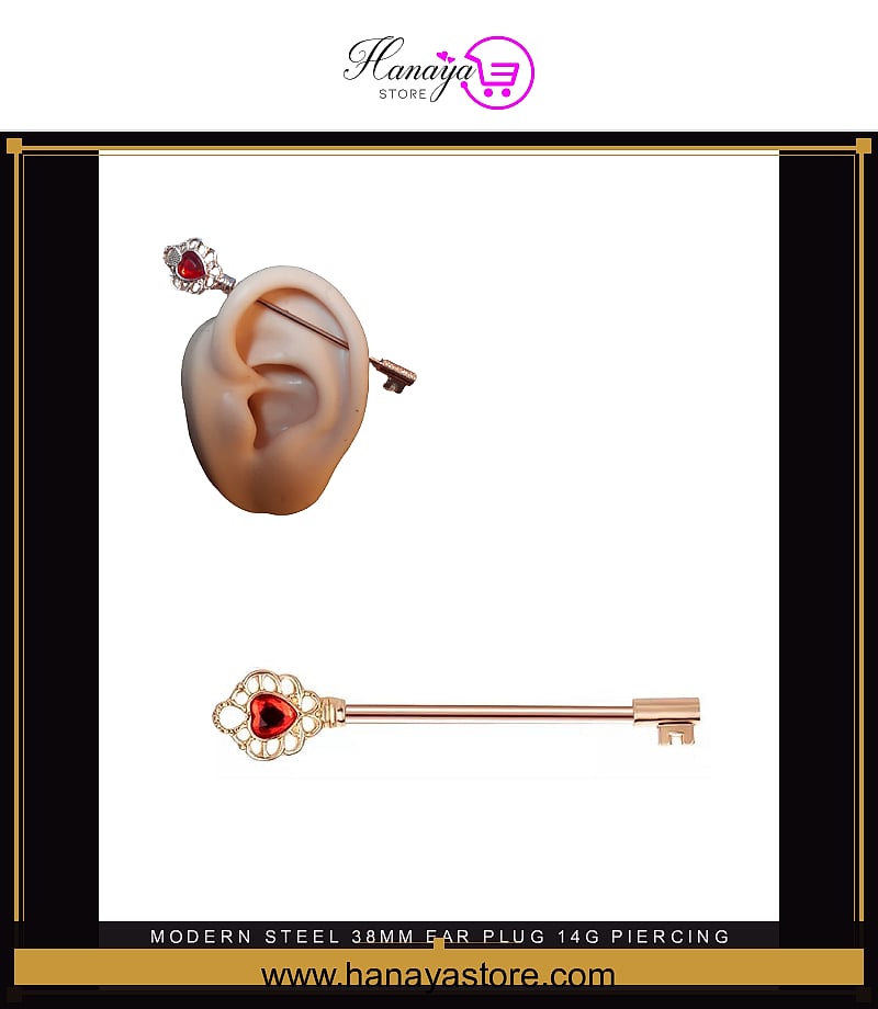 Modern Steel 38mm Ear Plug 14G Piercing Industrial Cartilage Ear Jewelry for Helix – Earrings Online in Pakistan | Hanaya