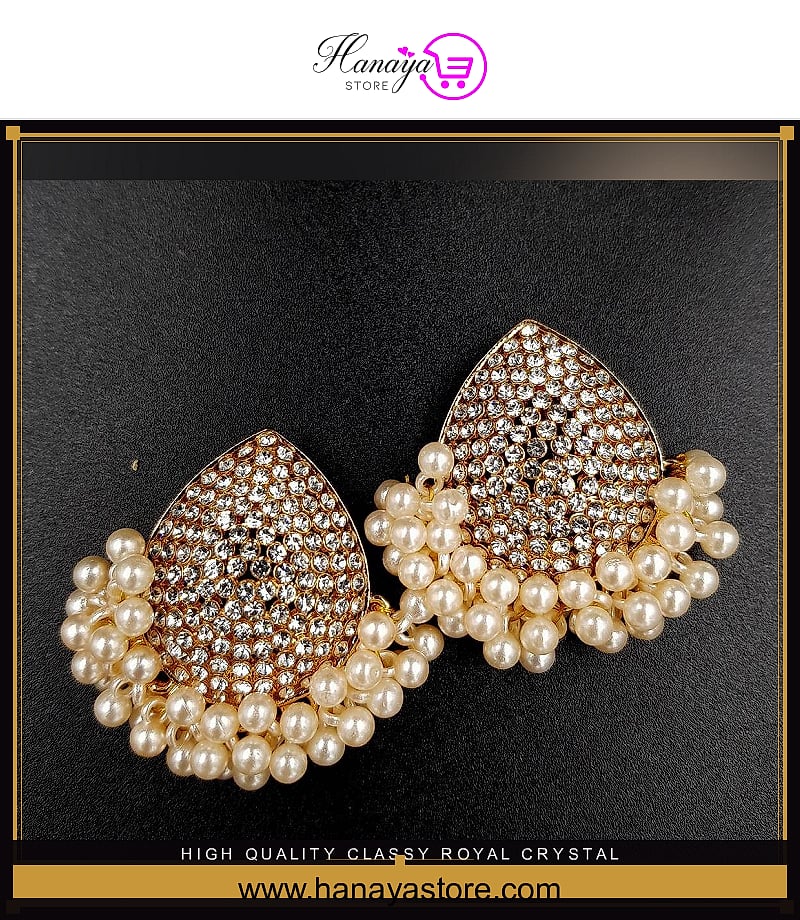 High Quality Classy Royal Crystal Unique Jhumki Trendy Earring – Accessories Online in Pakistan | Hanaya