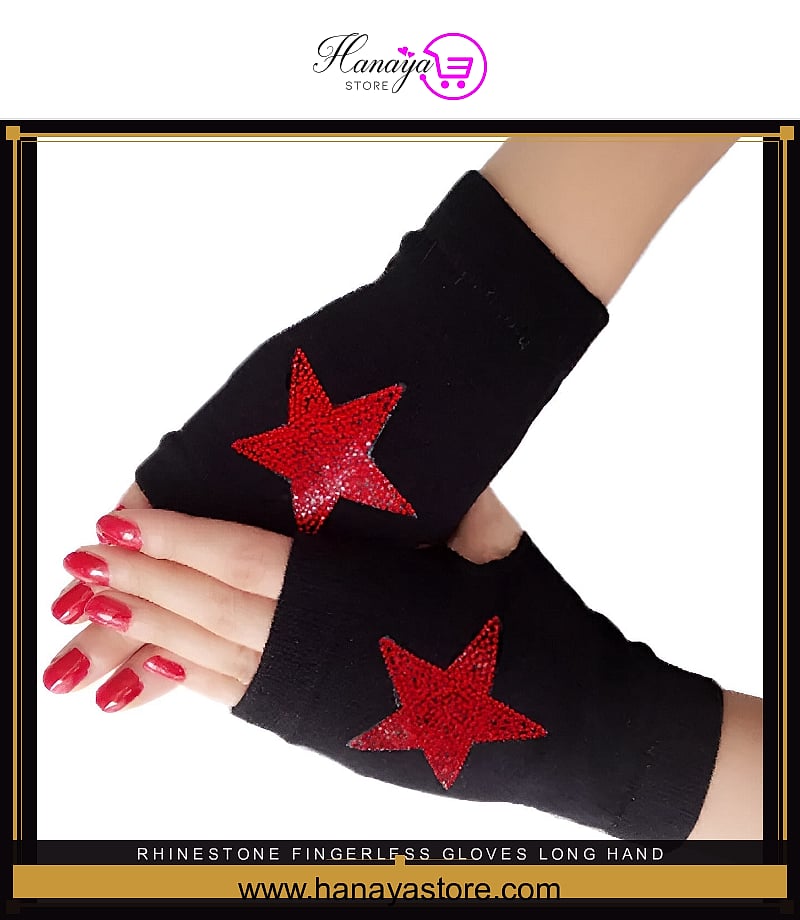 Rhinestone Fingerless Gloves Long Hand Crown Thick Gloves Fashionable Women Gloves