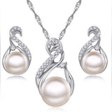 Trendy Classy Pearl Crystal Crystal Earring & Necklace Jewelry Set