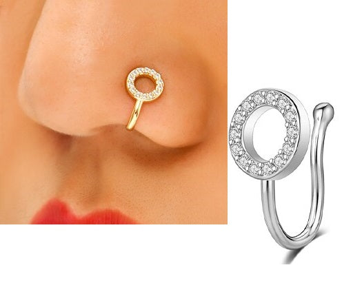 Fake Heart Nose Ring Non Piercing Clip On Nostril Stud for Party Wear – Close Up – Nose Jewelry | Hanaya Pakistan