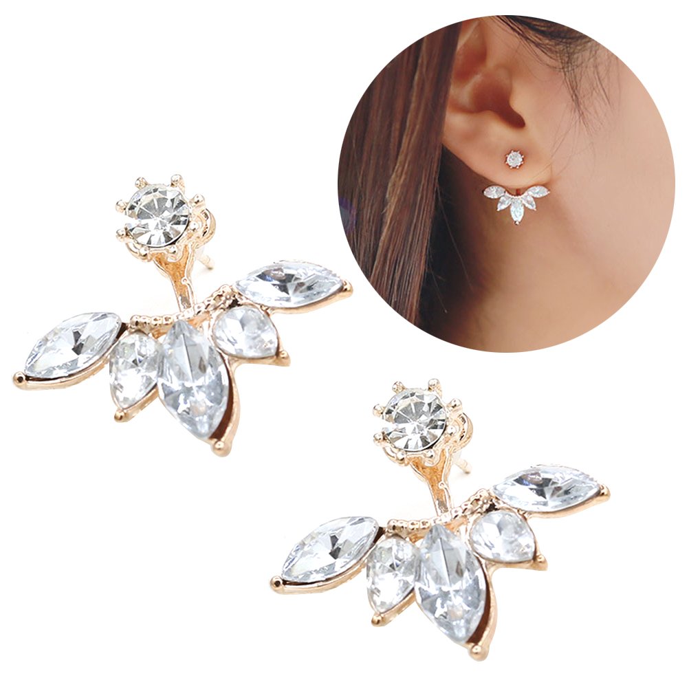Trendy Jewelry Zircon daisies up and down under the ear hanging earrings – Accessories Online in Pakistan | Hanaya